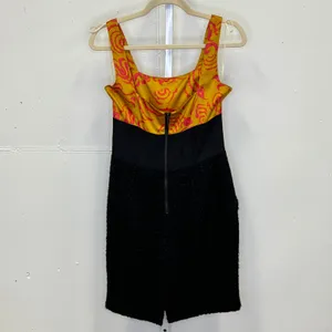 Rachel Roy Shanghai Chic‎ Ochre Lotus Pencil Dress Size 8 Tweed Skirt Mini Black thumbnail 2