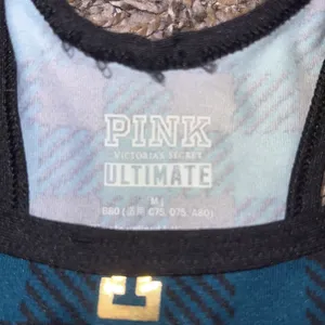 VS pink ultimate christmas plaid printed sports bra thumbnail 2