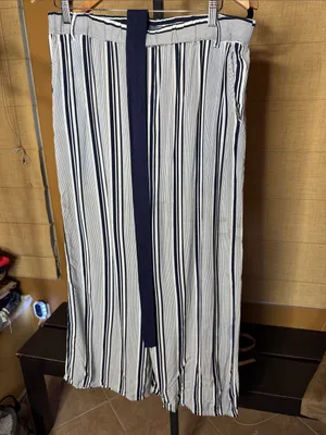 Indigo Rising Navy White Striped Wide Leg Pants XL Coastal Boho Pull On thumbnail 2