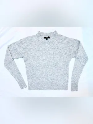 Quince Baby Alpaca Wool Diamond Stitch Crew Sweater – Light Grey – M thumbnail 5