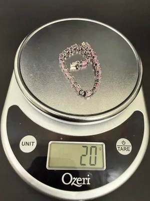 Vintage 925 Sterling Silver Princess Cut Pink CZ & Clear Round Tennis Bracelet thumbnail 13