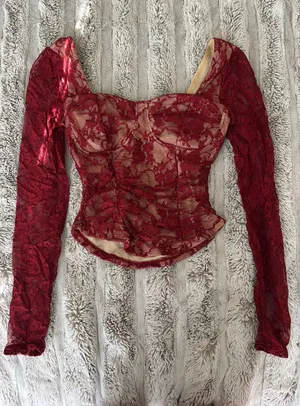 Rue 21 Red Lace Top thumbnail 1