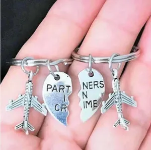 Brand New Set of 2 Partners in Crime Keychain, Airplane Keychains, Best Friend thumbnail 1