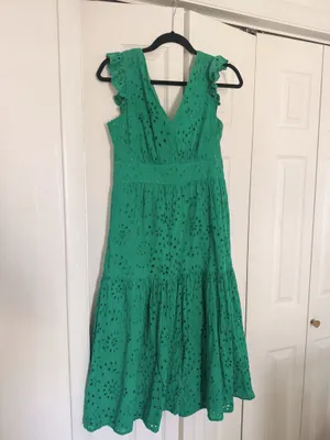 TJ Maxx Dress Green Eyelet thumbnail 2