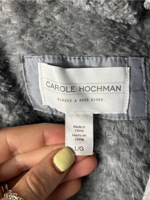 Midnight by Carole Hochman Plush Grey Hooded Bath Robe size Large thumbnail 4