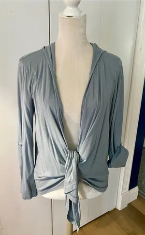 LOFT Light Blue Hoodie Cardigan thumbnail 1
