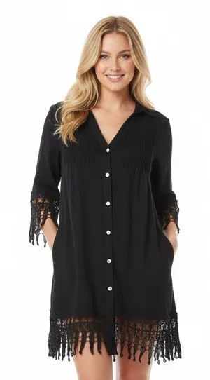 Blue island size small black swim cover dress thumbnail 1