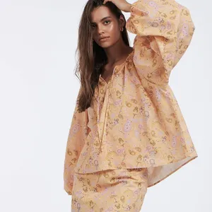 Charlie Holiday Josie Paisley Boho Balloon Sleeve Blouse Mini Skirt Matching Set thumbnail 2