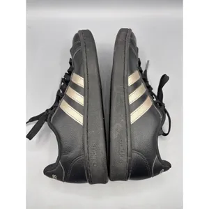 Adidas Womens 7 Sneakers Black Gold Stripes Lace‎ Up Shoes Casual Workout Gym thumbnail 5
