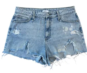 Forever 21 High-Waisted Distressed Denim Cut-Off Shorts Light Wash, Waist 33" thumbnail 1