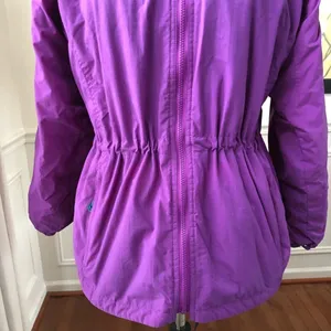 Vintage Columbia Bright Purple Nylon Fleece Coat M thumbnail 4