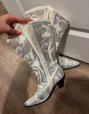 Sparkly Boots White Size 10 thumbnail 3