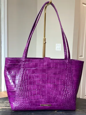 Brahmin Mona Purple Alba Leather Tote thumbnail 1