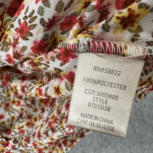 Max Studio Floral V-Neck Blouse Women's XL Yellow/Red Belted Ruffle Boho thumbnail 8