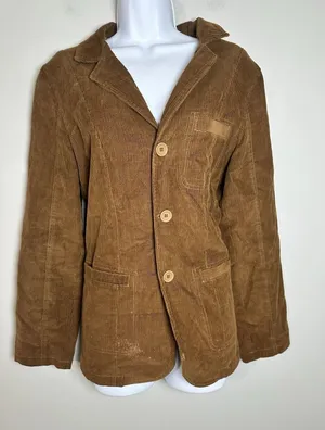 Vintage BOSS Hugo‎ Boss Corduroy Blazer Brown Ribbed Velvet Jacket Sz S thumbnail 1