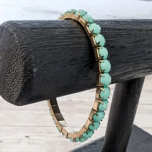 Vintage Stretch Bracelet Turquoise Tone thumbnail 1
