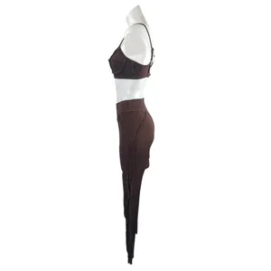 BTTRM Better Me Brown Contour Stitch Bralette Leggings Athletic 2-Piece Set M thumbnail 2
