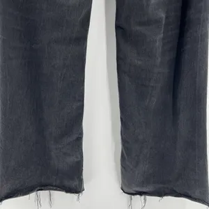 Zara High Rise Waisted Wide Leg‎ Raw Hem Black Denim Jeans Women's Size 14 thumbnail 9
