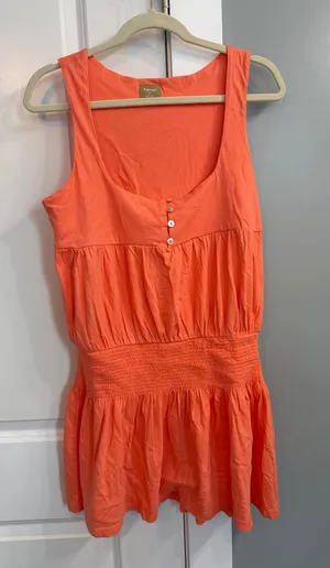 NEW! Free-est free people Hally cotton jersey mini dress size small peach pink thumbnail 1