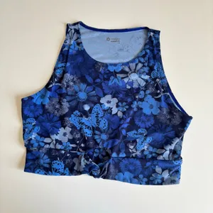 OFFLINE By Aerie Real Me XTRA Twist Crop Tank Top in Blue Butterfly Floral Print thumbnail 6