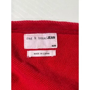 Rag & Bone JEAN Red Cropped French‎ Terry Sweatshirt Raw Hem Medium thumbnail 5