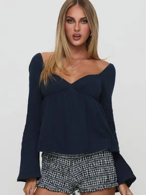 Princess Polly Khalea Long Sleeve Top Navy thumbnail 1