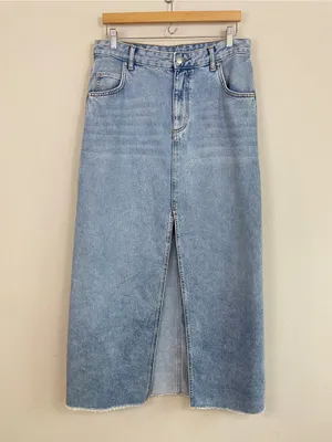Anthropologie Pilcro Madi Front-Slit Denim Maxi Skirt Size 12 Boho-Western thumbnail 2