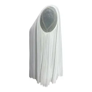 Zara White Pleated Sleeveless Blouse Size M Flowing Chiffon Top thumbnail 3