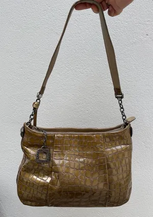 Brighton Croc Olive Green‎ Shoulder Bag Purse Zipper Charm And Dust bag B thumbnail 1