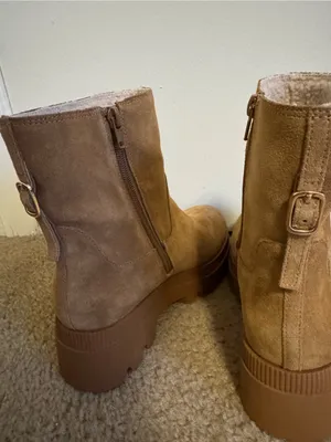 Jessica Simpson Ulalie Suede Platform Lug Booties in Tuscan Tan Size 5.5 thumbnail 6