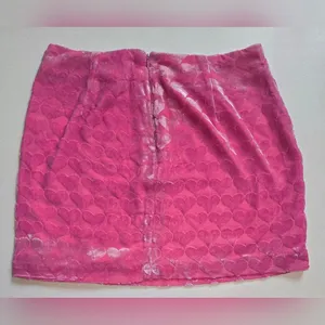 Cupcakes and Cashmere Pink Heart Velvet & Mesh Lined Skirt Size 8 thumbnail 2