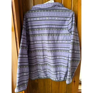 Jachs‎ Classic Womens Fleece Pullover Purple Fair Isle Print Snap Neck Size M thumbnail 3