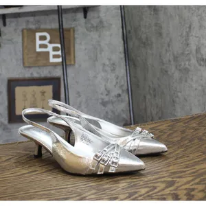 NEW INC International Concepts Pumps Kitten Heel Silver Crinkle Gray 7.5M thumbnail 5