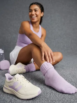 Lululemon Fold-Over Terry Socks XL Lavender Purple Quarter Length NWT thumbnail 1