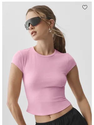 Alo Ribbed Modal Cap Sleeve Top thumbnail 1
