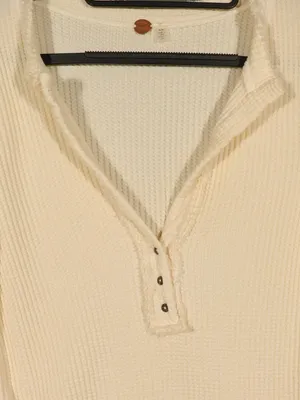 NWT Free People Long Sleeve V Neck Henley in Ivory Size Medium thumbnail 6