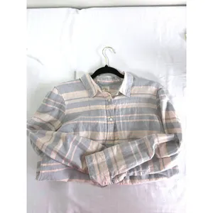 J Crew The Perfect Shirt‎ Linen Cotton Striped Button Down Pink Blue Medium thumbnail 9