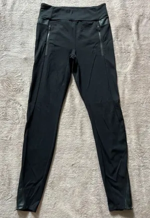 Athleta Ponte Luxe Legging Faux Leather Womens Full Length Zip Pockets‎ Sz Small thumbnail 1