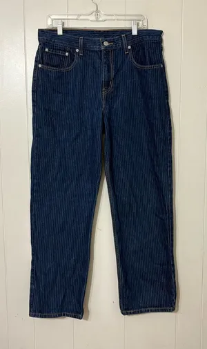 Levi’s Low Pro Pinstripe Jeans Dark Wash Straight Leg Low Rise Size 31 thumbnail 1