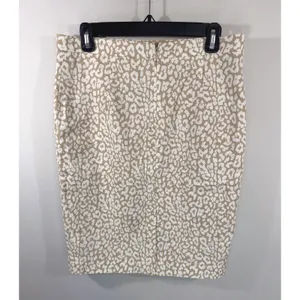 J.Crew Tan White Leopard Print Cotton Pencil Skirt Women 6 Professional Office thumbnail 4