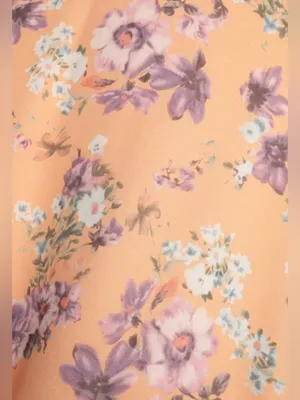 Lulus women’s Started With a Kiss Orange Floral Print Tie-Strap Tiered Dress L thumbnail 5