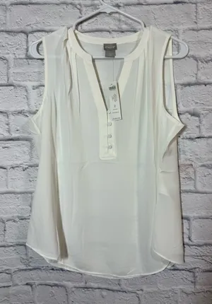 Chicos NWT Elegant Cream Sleeveless Blouse, sz 2 (12/14) thumbnail 1