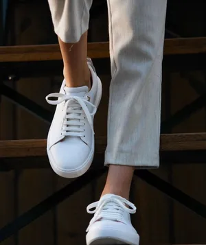 White color Genuine leather women sneaker thumbnail 1