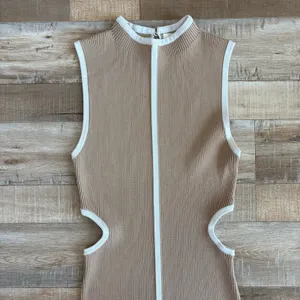 DISSH Binding Wheat Knit Maxi Dress High Neck Cut Out ribbed size L thumbnail 5