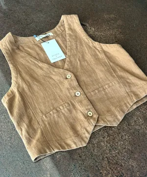 Stitch + Feather Brown Button Down Vest Top Size M thumbnail 1