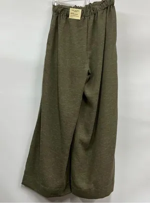 NWT Max Studio Women's Cropped Wide Leg Trousers XS Pull-on linen blend olive thumbnail 2