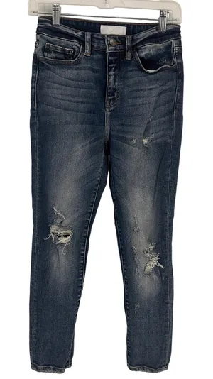 Vervet Blue Women's Distressed Hayley High Rise Skinny Jeans Size 27 thumbnail 1
