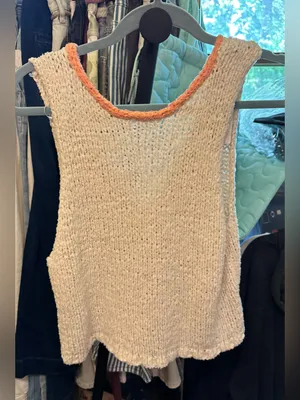 NWT Free People Sicily Shell Sweater - ivory combo - Medium thumbnail 7