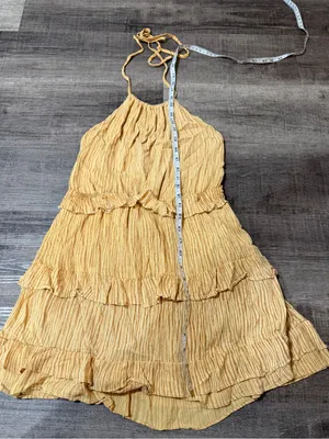 LULUS Downright Darling Mustard Yellow Ruffled Halter Mini Dress thumbnail 8