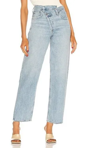 AGOLDE Criss Cross Upsized Jean in Suburbia Distressed Light Wash Size 26 Casual thumbnail 1